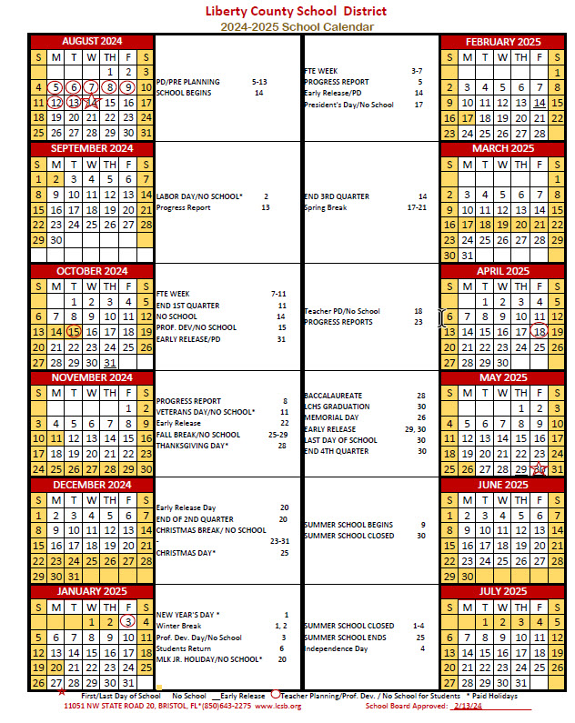 2024-2025 District Calendar