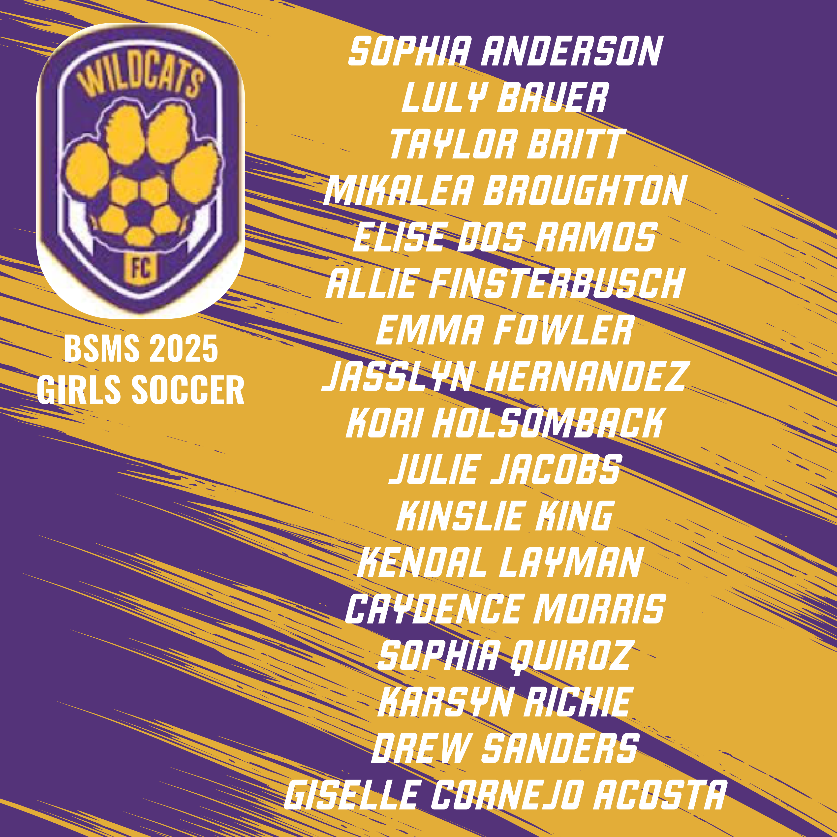 Girls Soccer Roster 2025