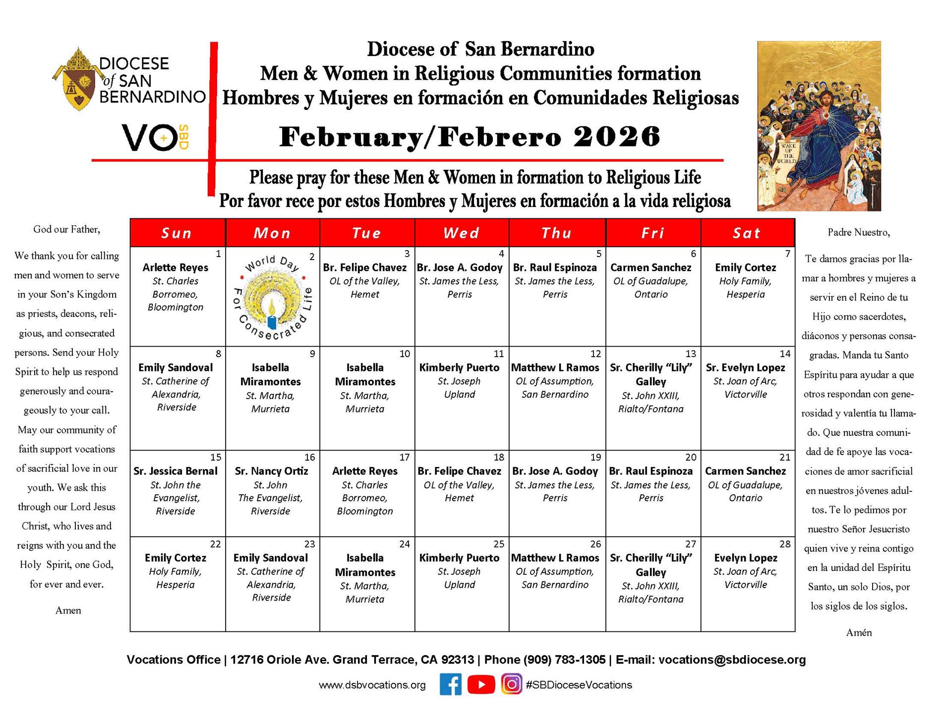 Vocations Calendar Feb 2026