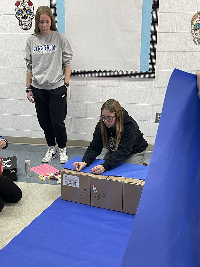 Students working on their altar