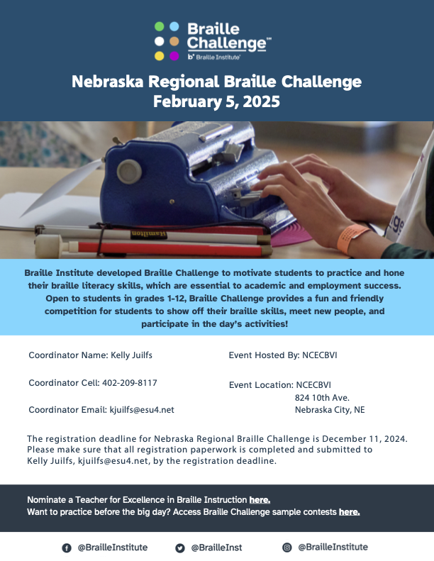 Flyer for Braille Challenge