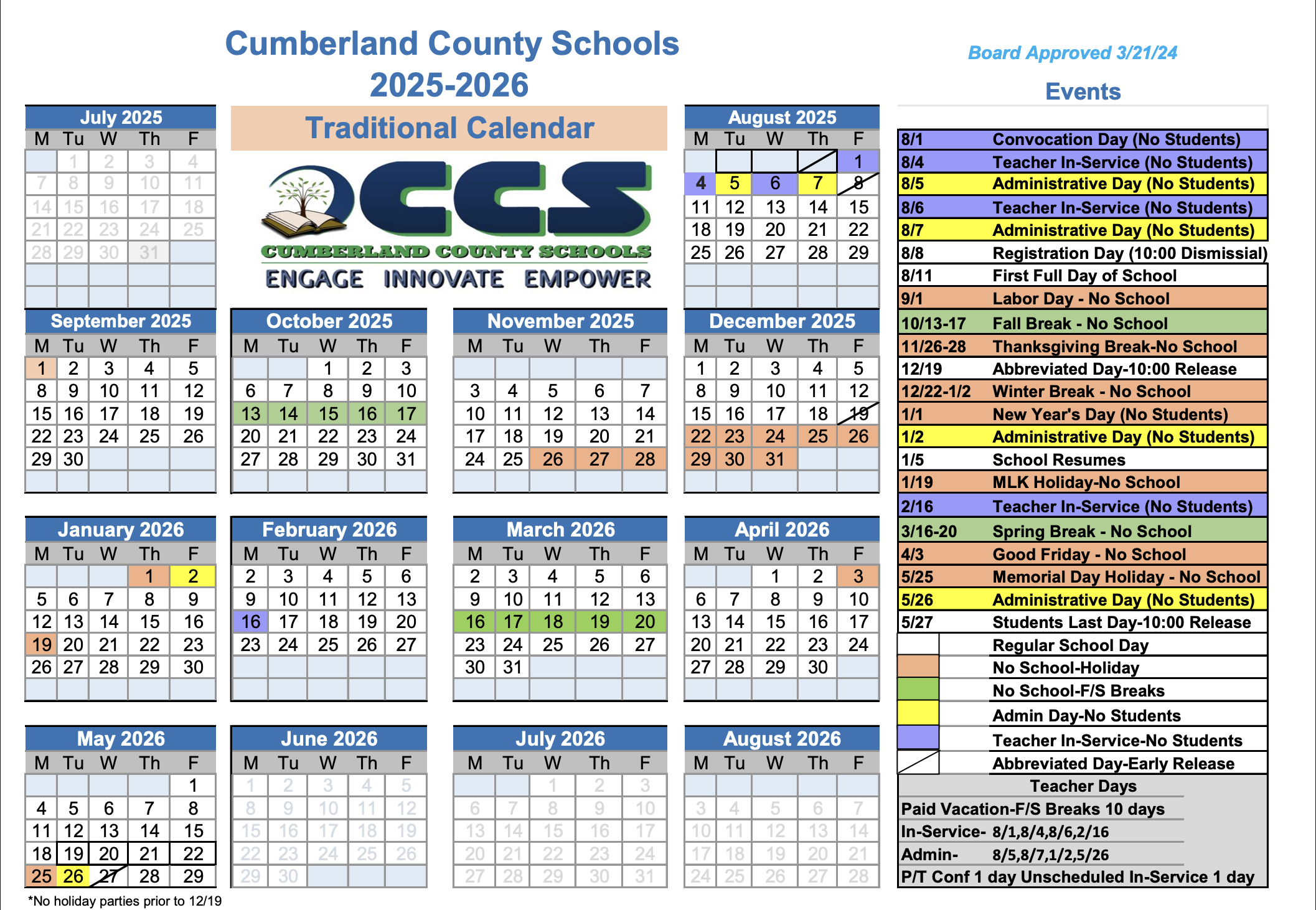 2025-2026 School Calendar