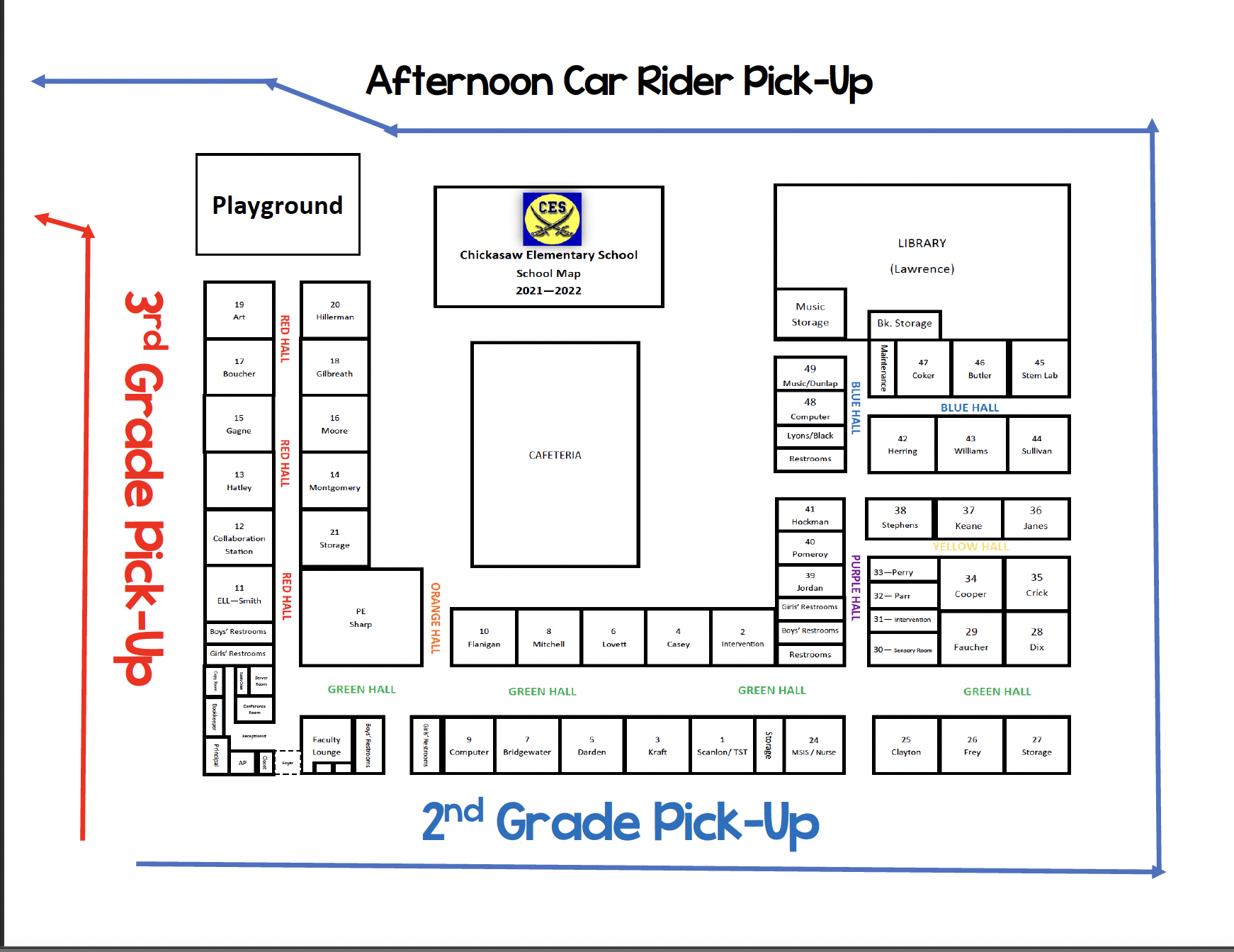Afternoon Car Rider Map