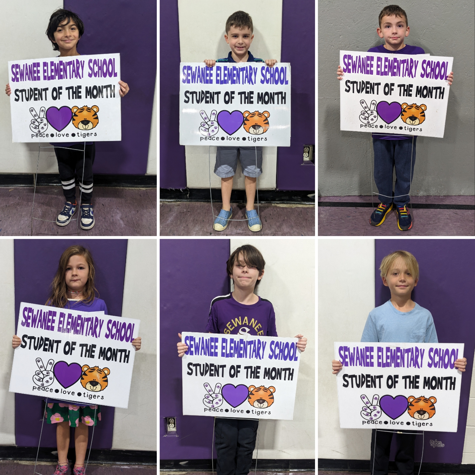 photos of kindergarten, 1st, 2nd, 3rd, 4th, and 5th grade students of the month for october