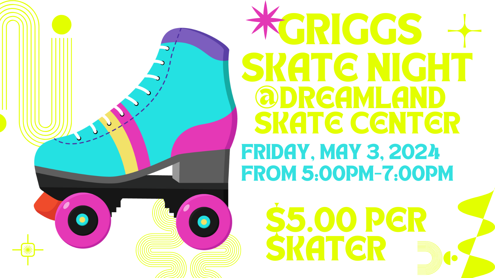 Skate night flyer in English