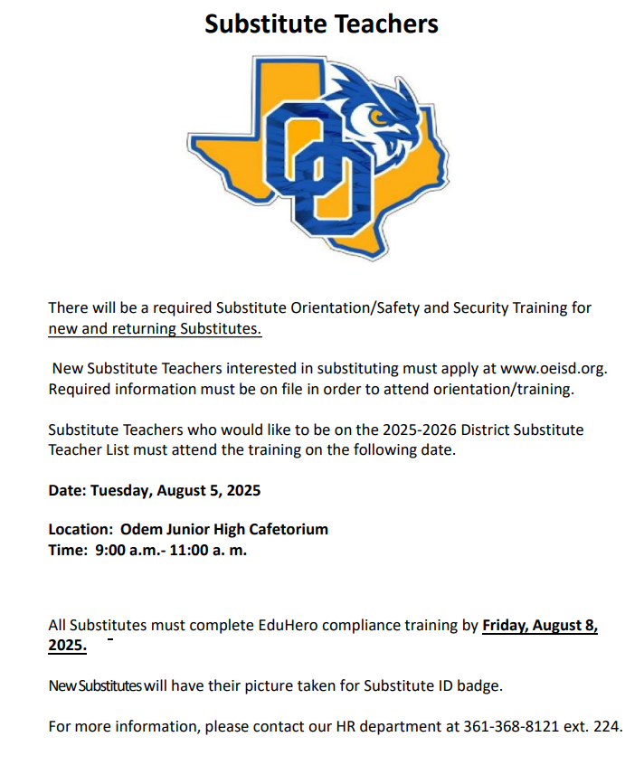 Substitute Teacher Training Flyer