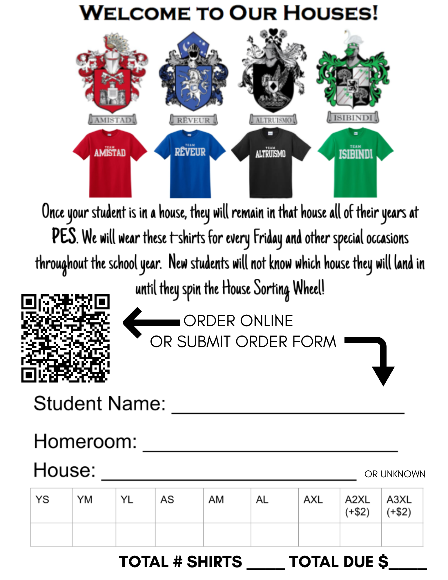 House Shirt Order Form Flyer
