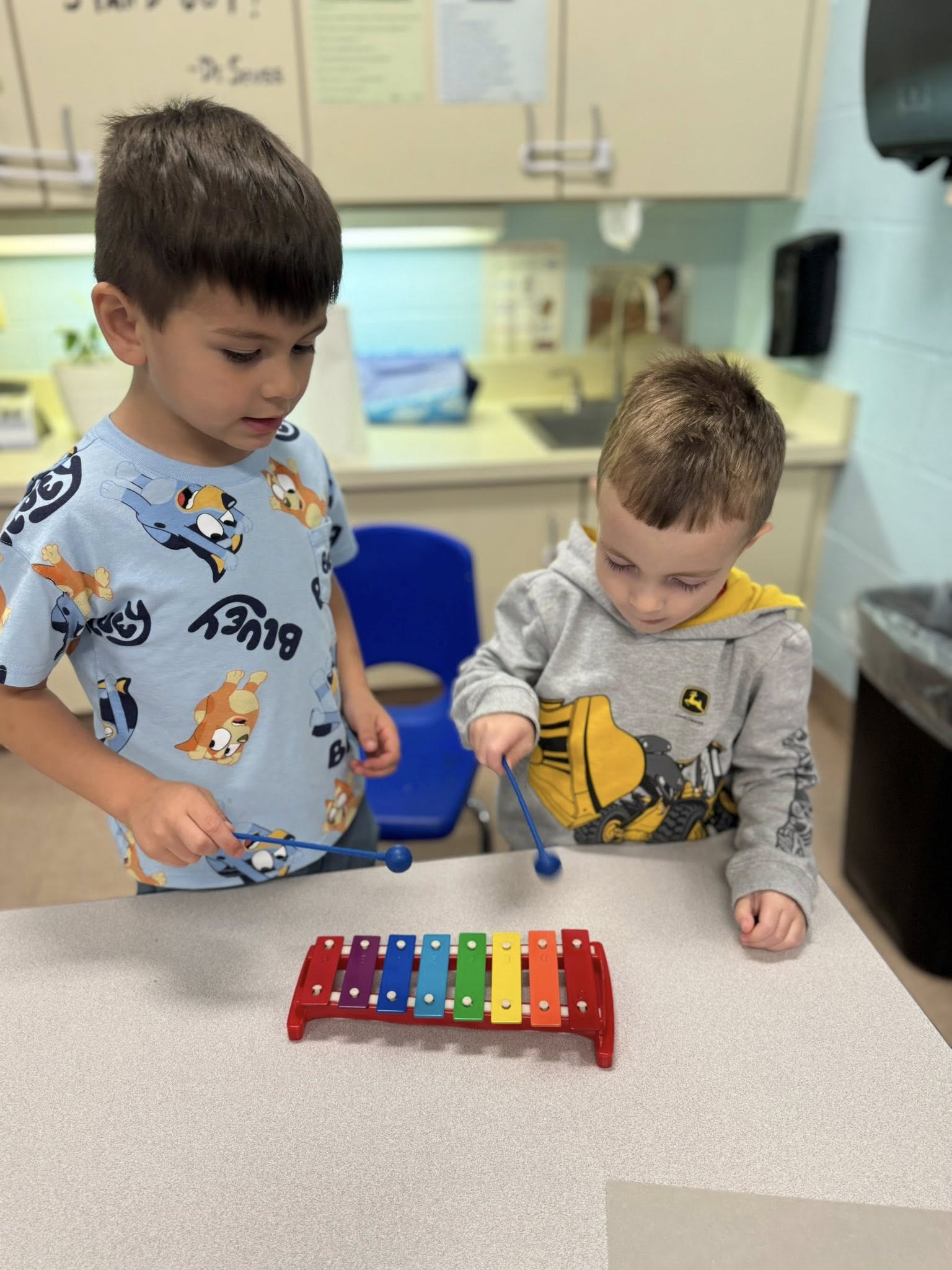Students investigate instruments 