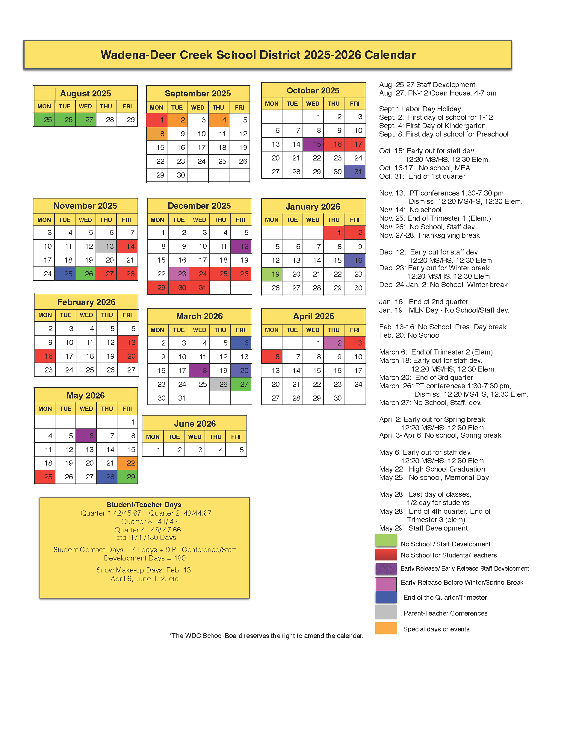 School calendar