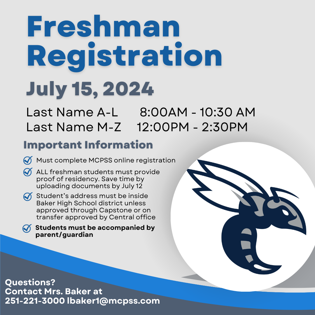 Freshman Registration 2024-2025 July 15