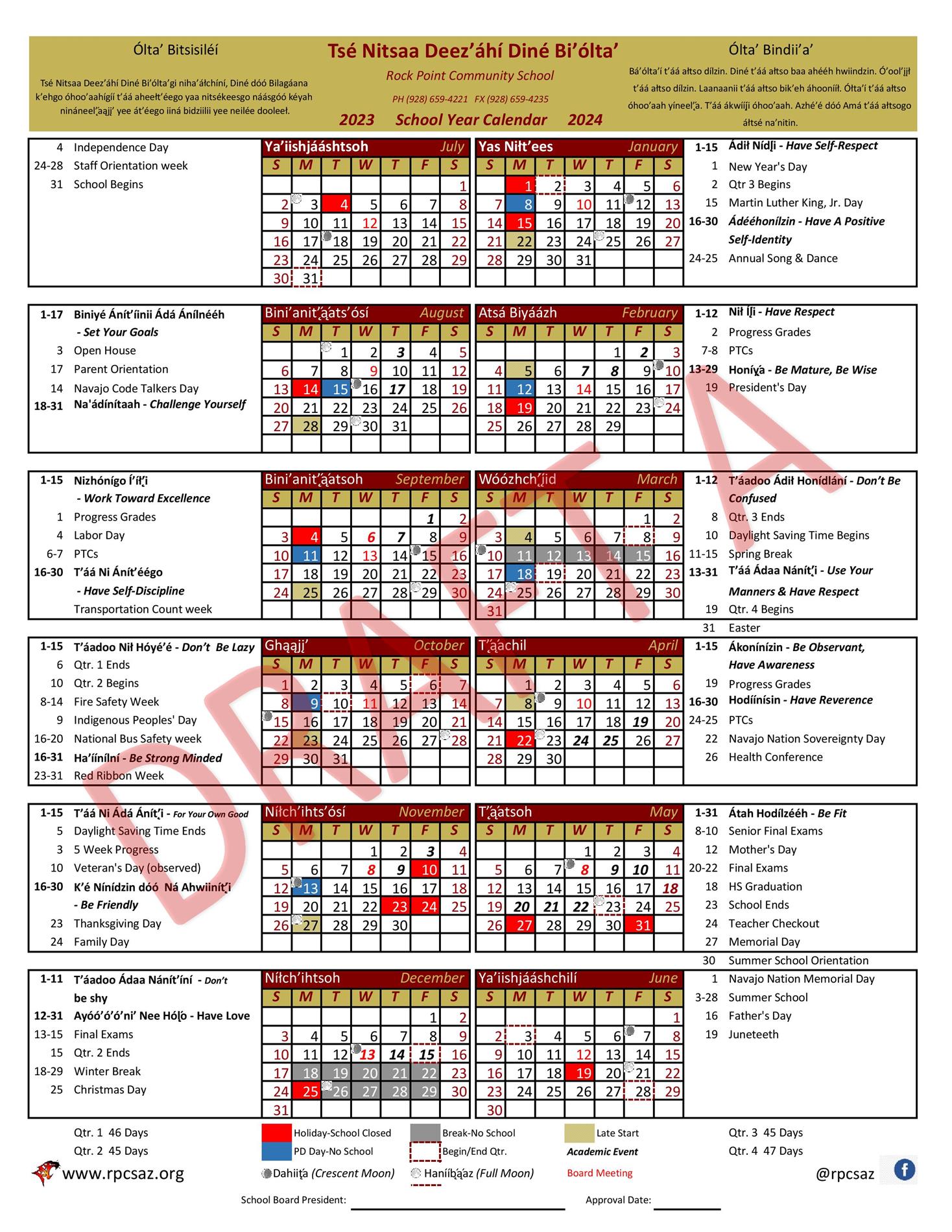 Draft A School Calendar for SY 23-24