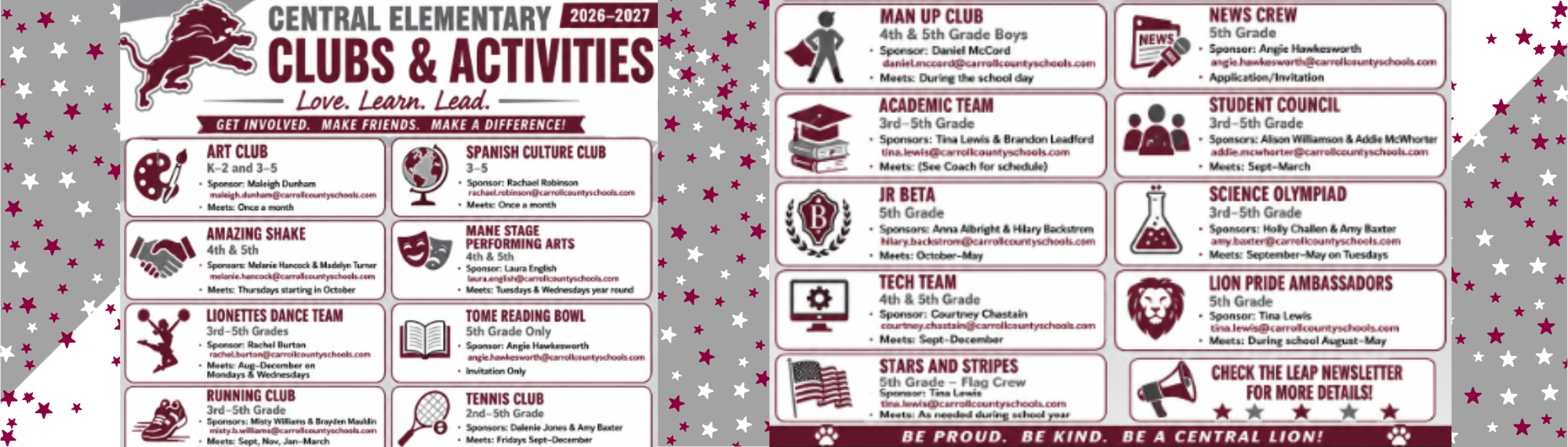 CES Clubs and Activities 26-27 Love Learn Lead Get Involved Make Friends Make a Difference