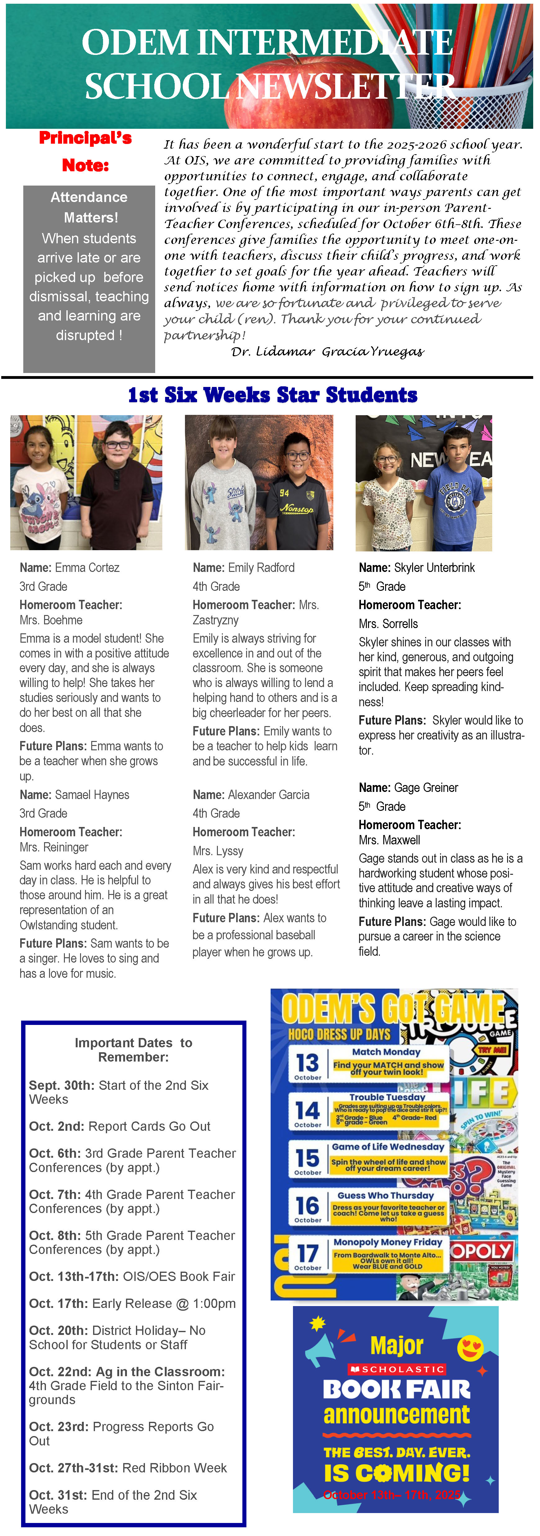 OIS 1st Six Weeks Newsletter