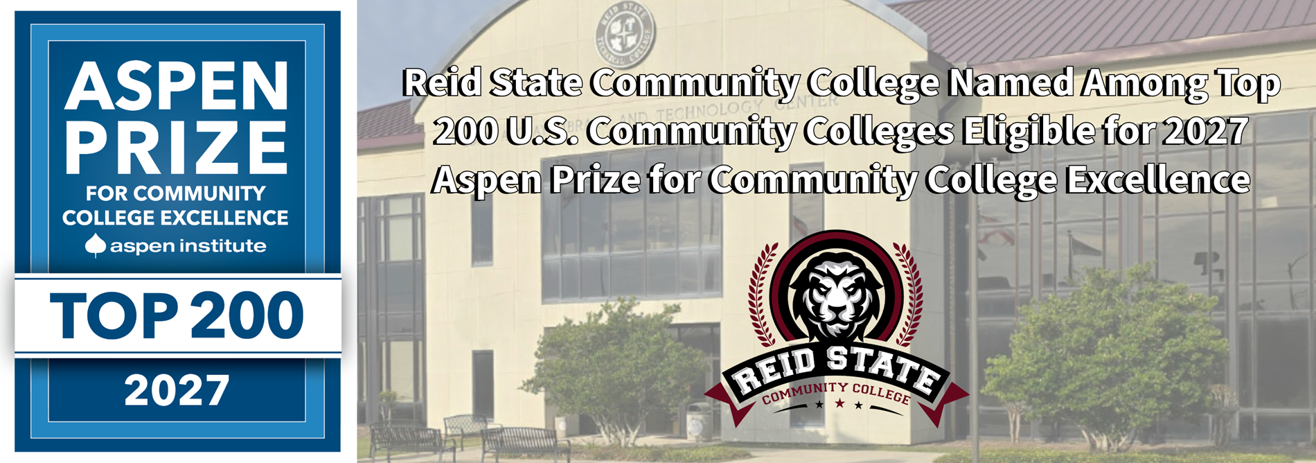 Reid State Community College Named Among Top 200 U.S. Community Colleges Eligible for 2027 Aspen Prize for Community College Excellence
