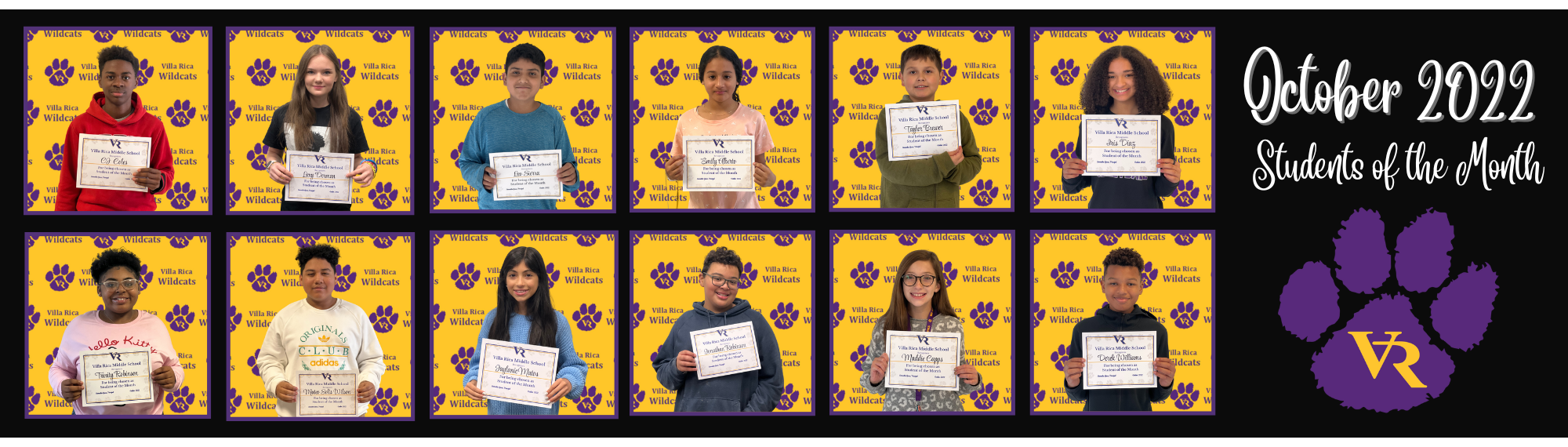 October students of the month are pictured.
