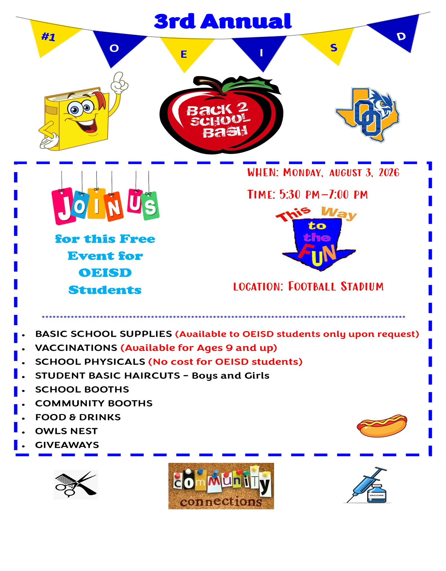 2026-2027 OEISD Back to School Bash-Flyer-Save the Date Message