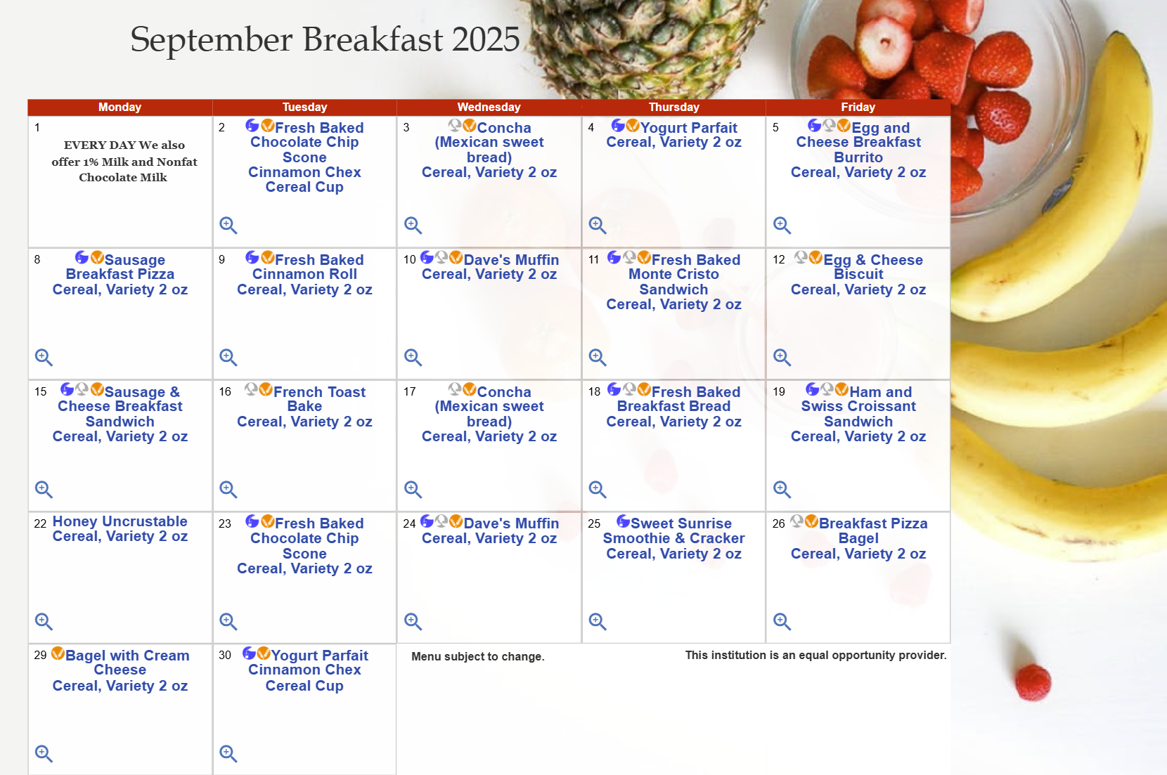 Breakfast Menu