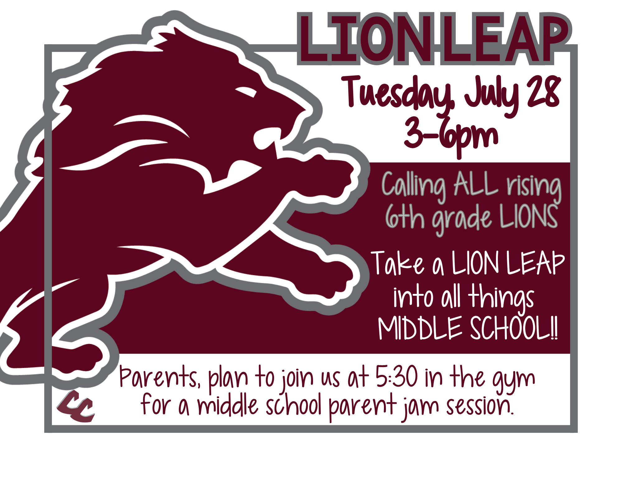 lion. leap camp july 28th