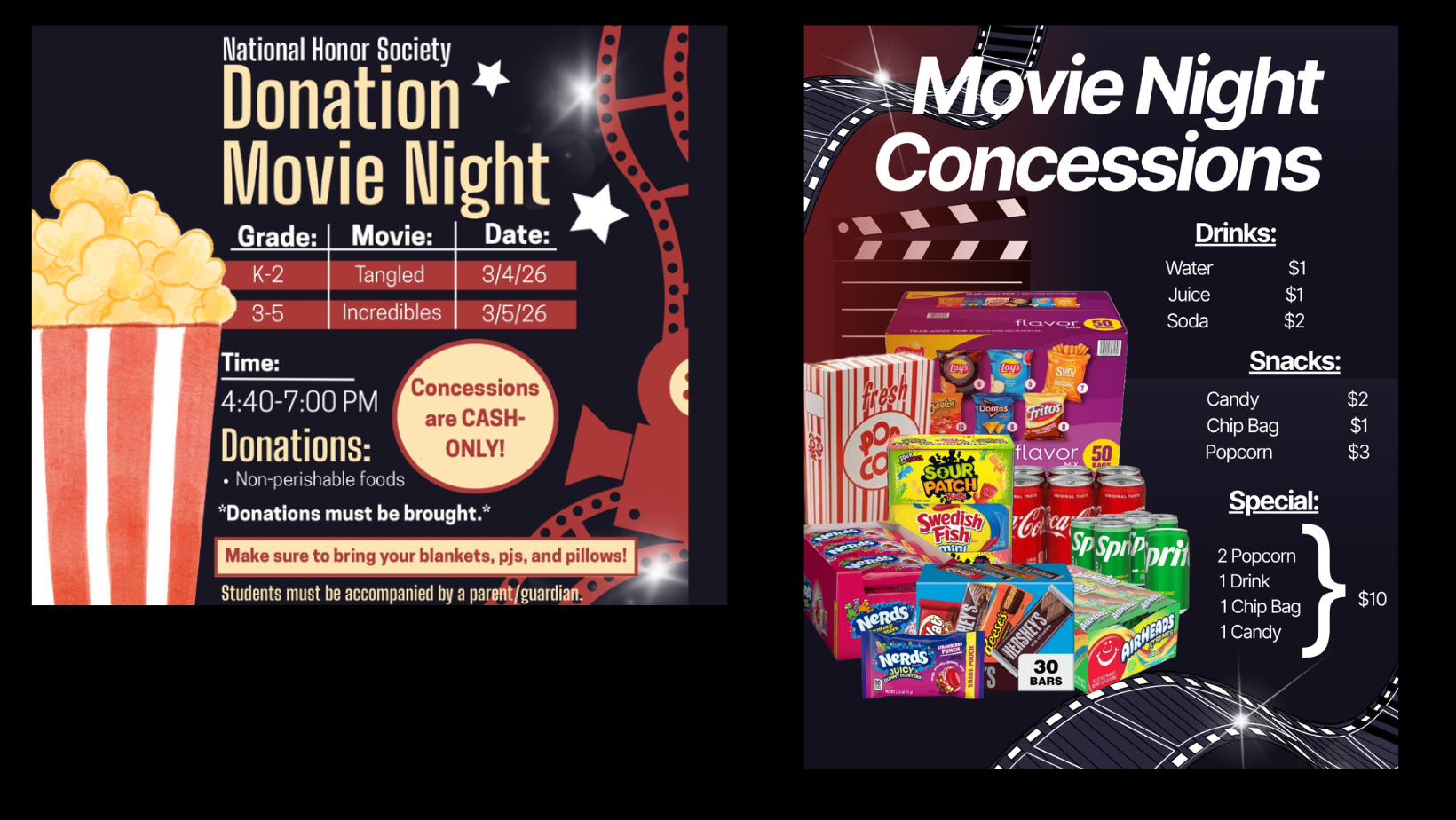 Elementary Movie Night Flyer (hosted by NHS)