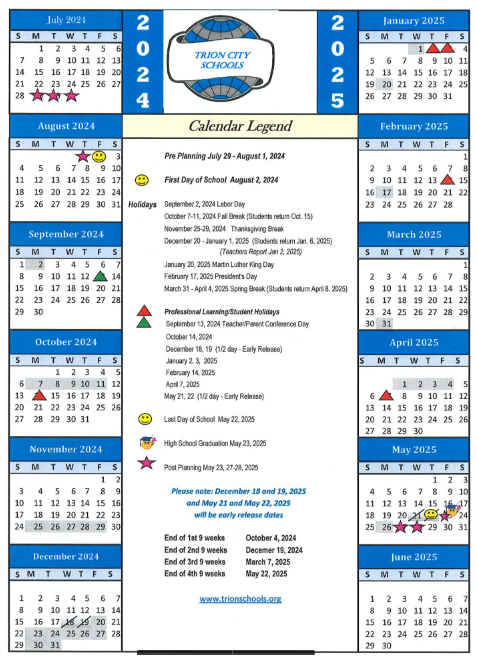 Calendar - Trion City Schools