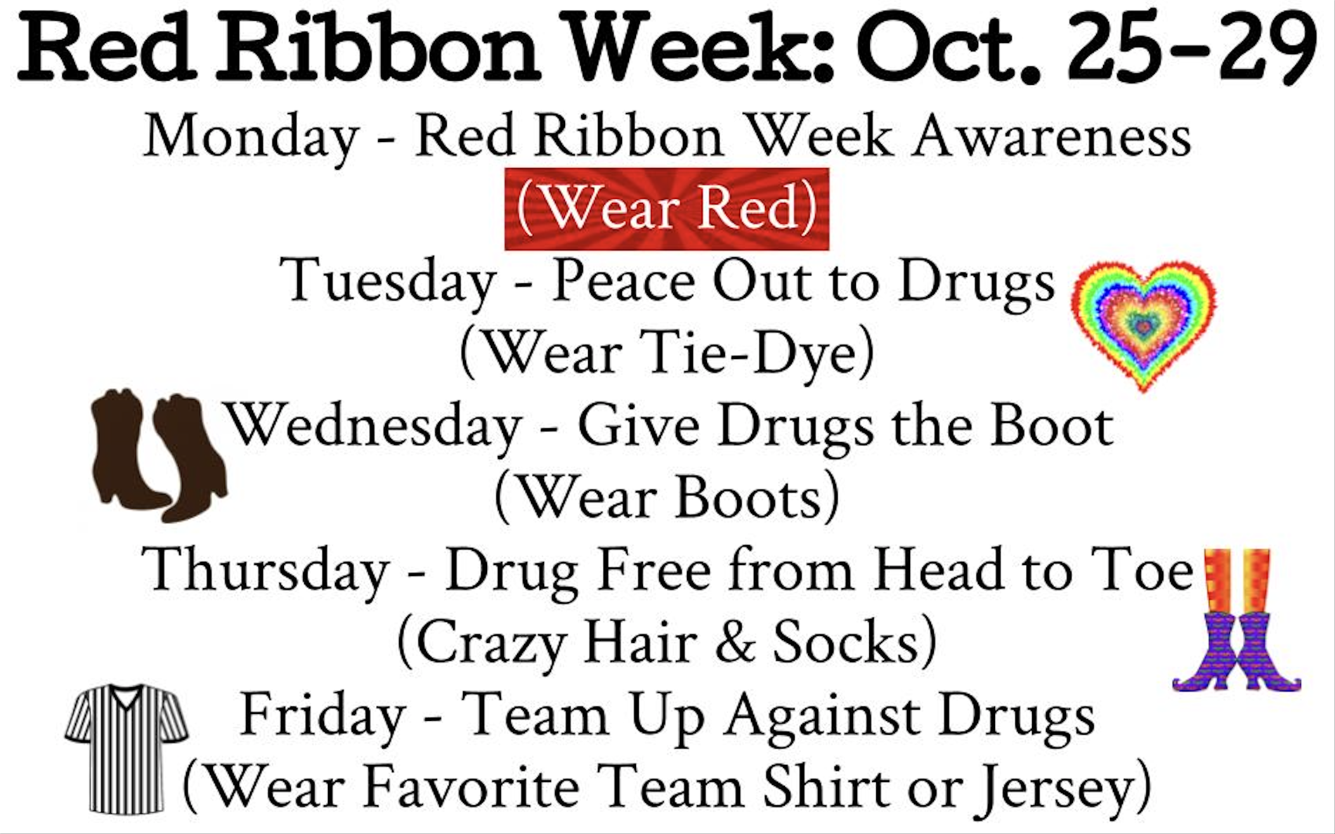 red ribbon week daily themes