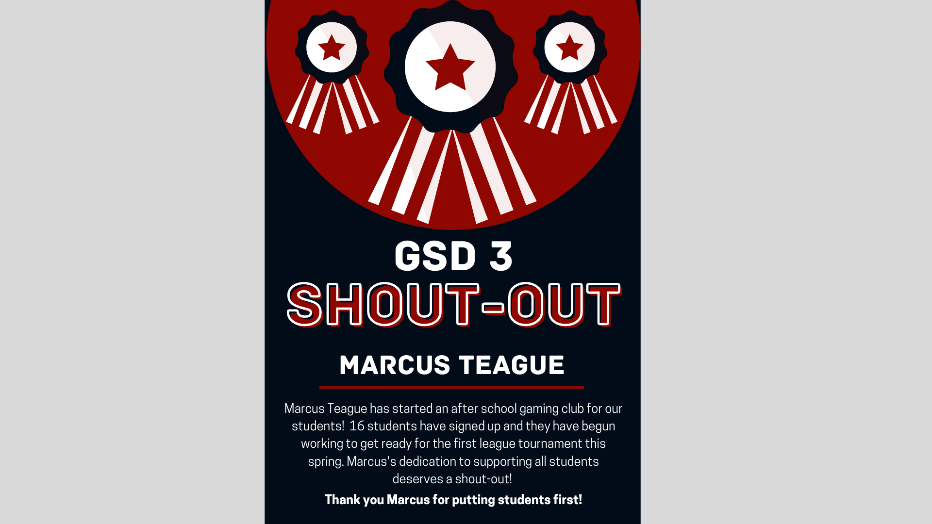 Shout out to Marcus Teague!