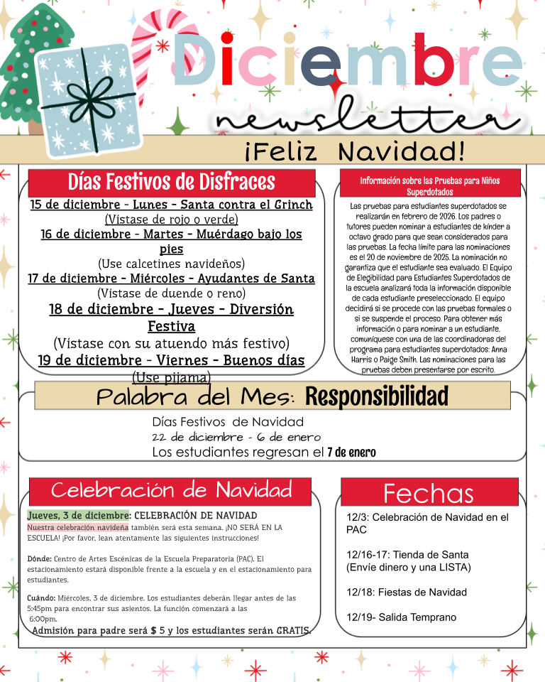 December Spanish Newsletter