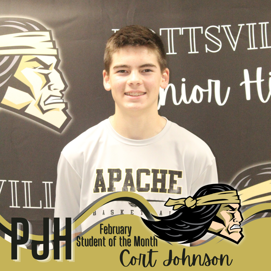 PJHS February 2023 Student of the Month: Cort Johnson 8th Grade, Parents are Chance and Melanie Johnson