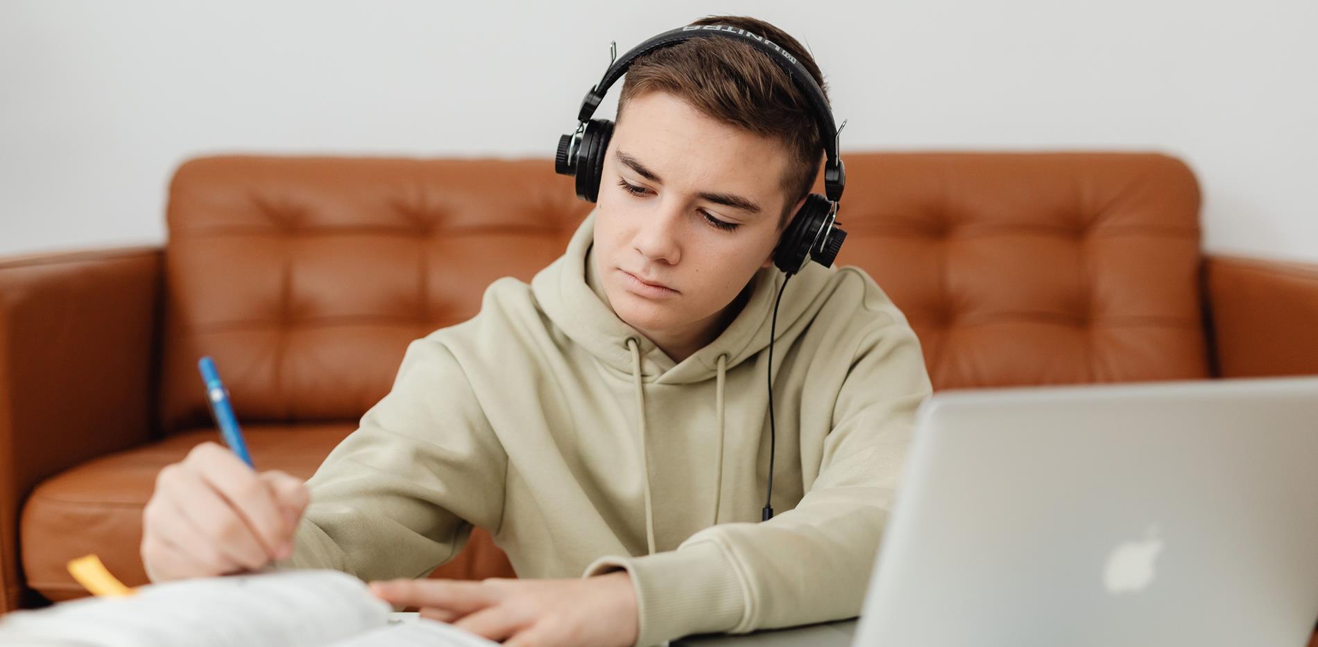 Photo of Student using laptop for school