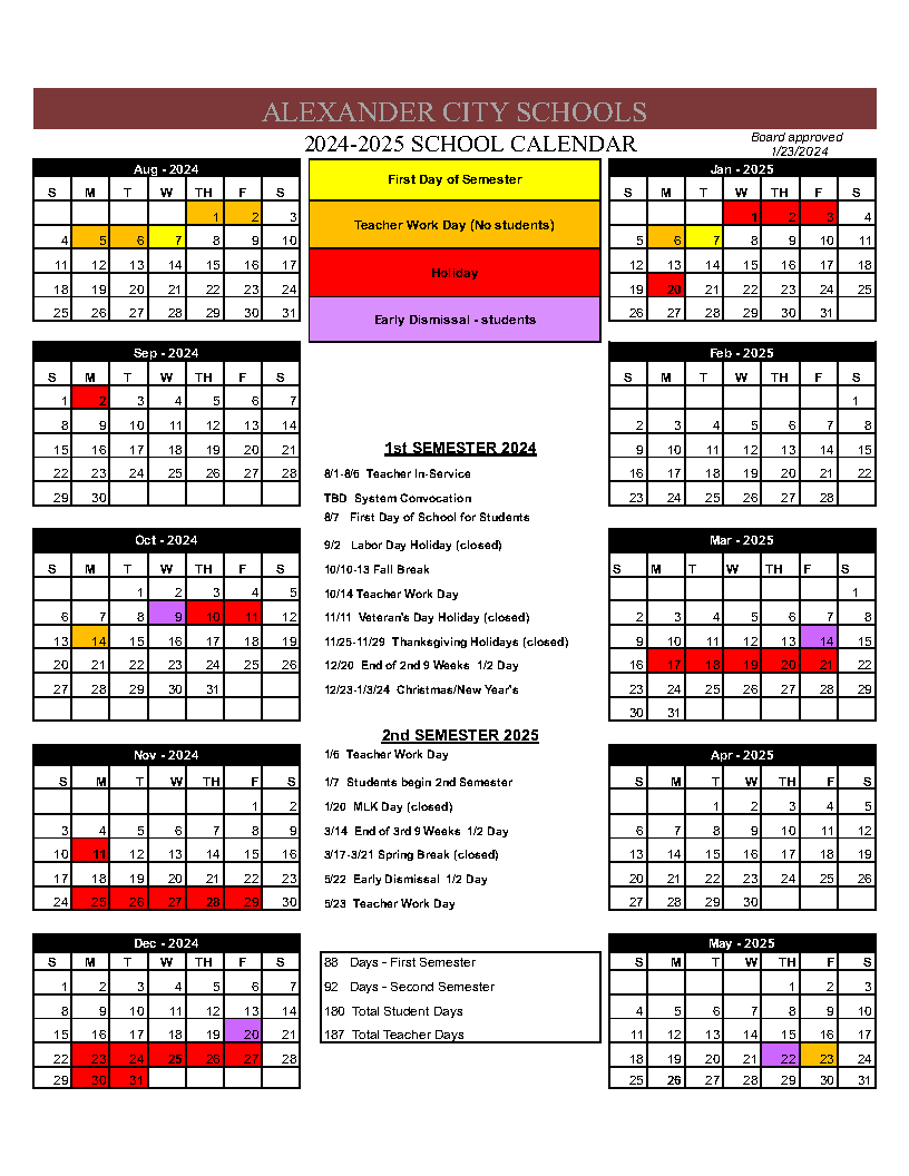 BRHS Calendar