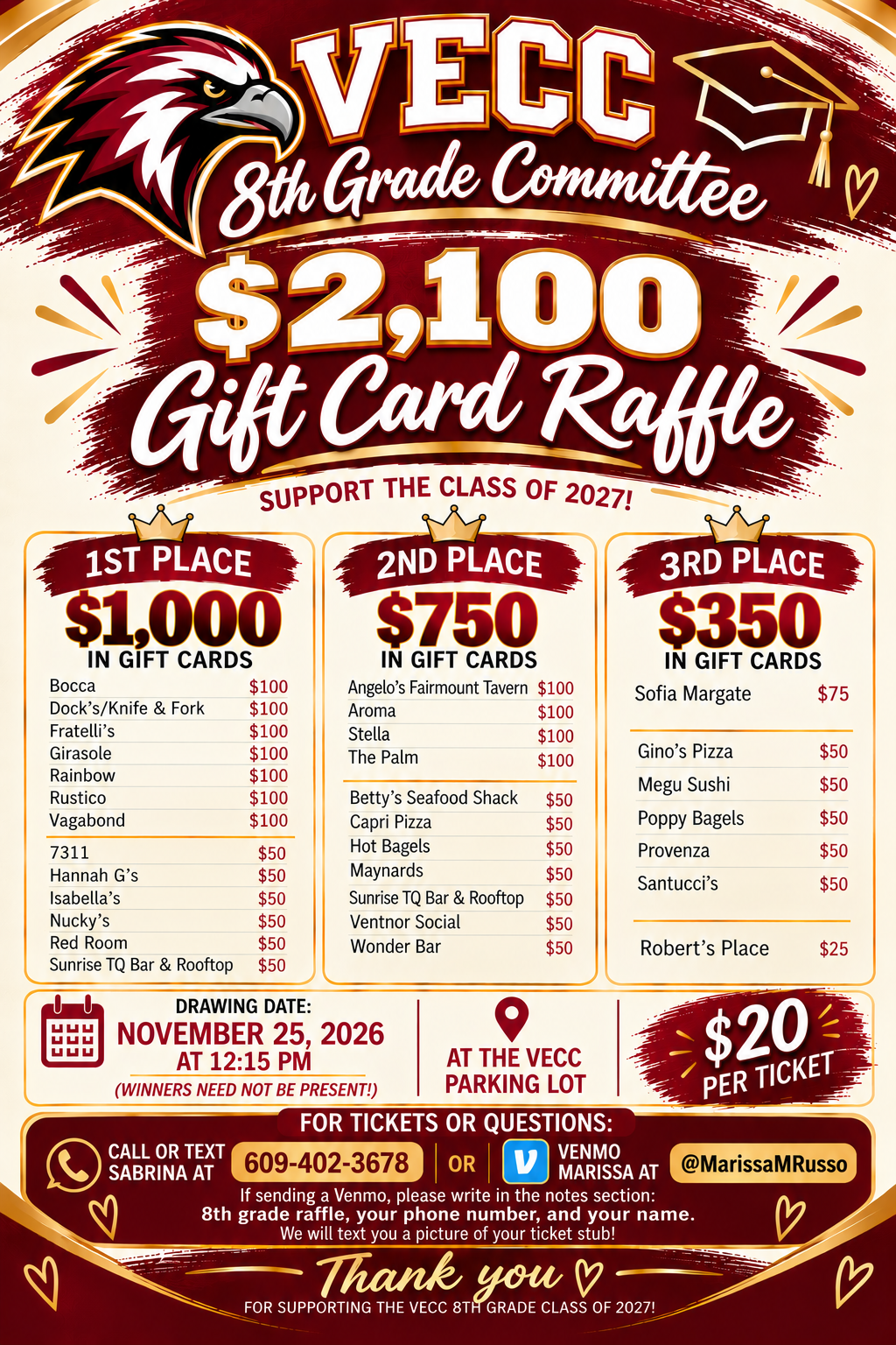 8th Gr Raffle 11-25-26 8th Gr Raffle 11-25-26
