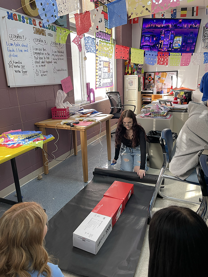 Students working on their altar