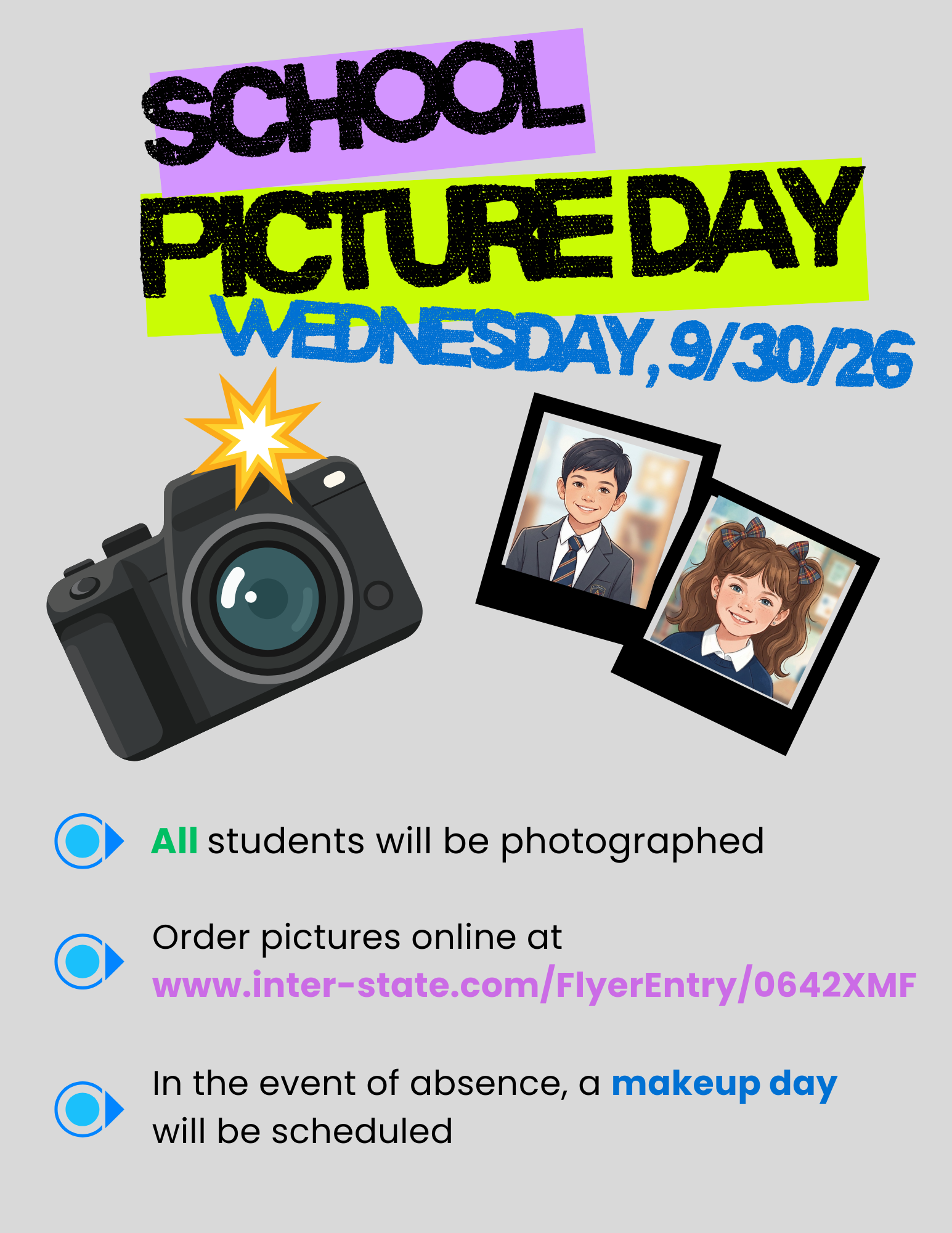 School Picture Day September 2026