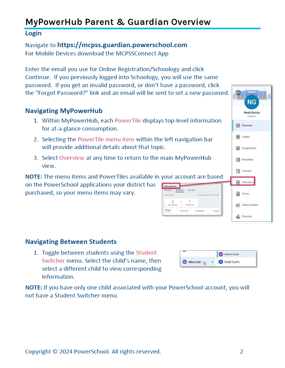 Parent MyPowerHub Information Graphic