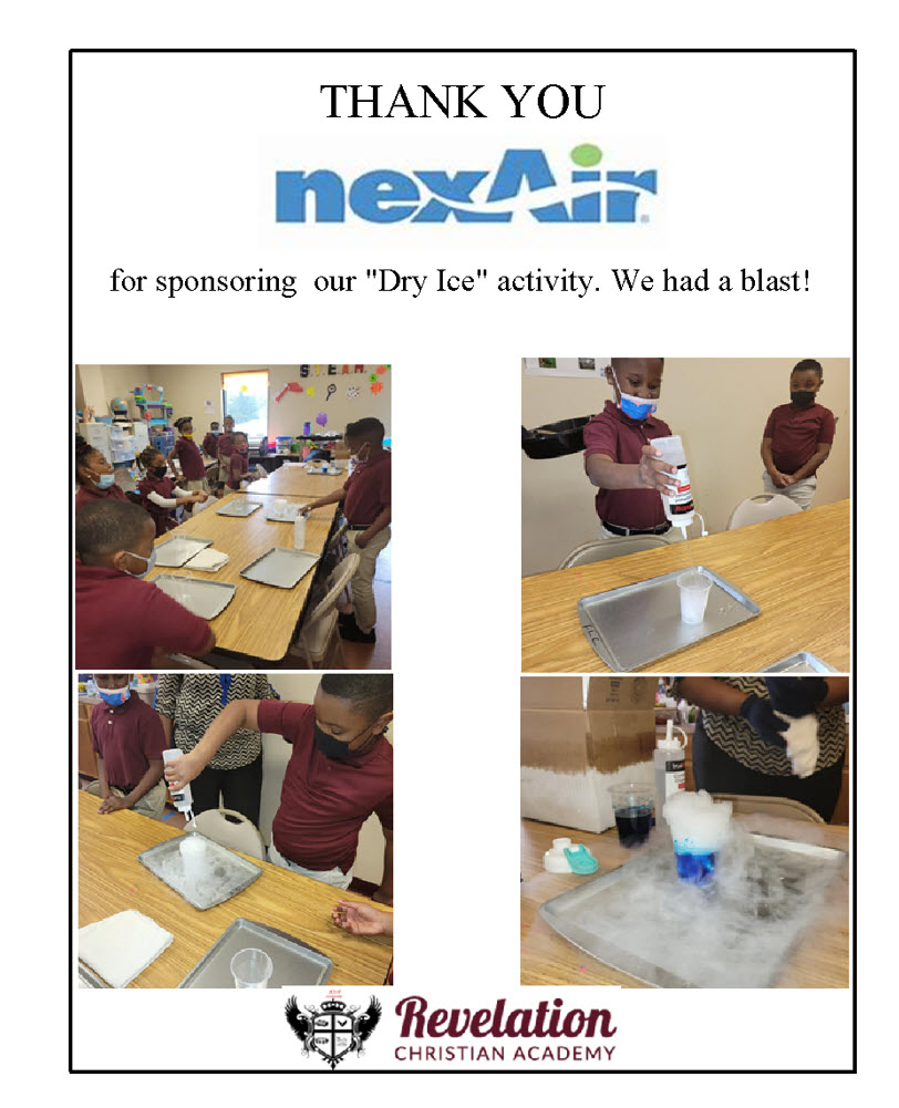 Students participating in Dry Ice activity sponsored by nexAir.  Thank you, nexAir!