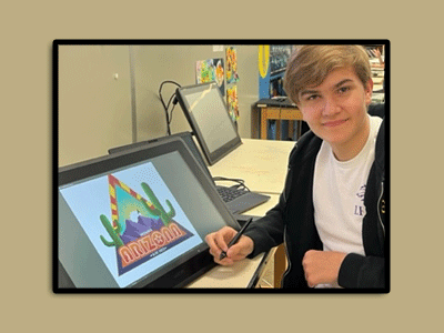 LHHS Graphic Arts student, Brandon L., wins at state SkillsUSA in the t-shirt design competition