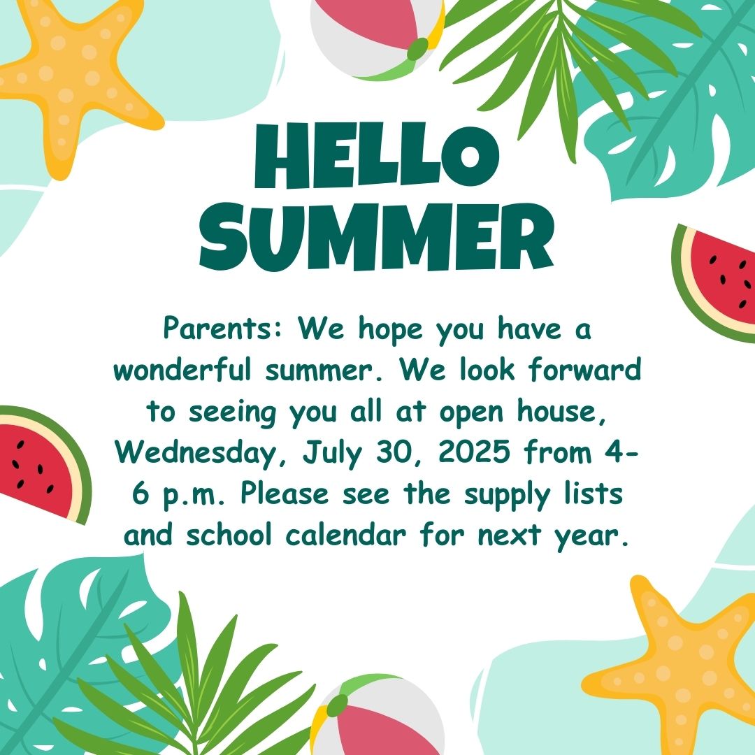 Summer Announcement for Parents
