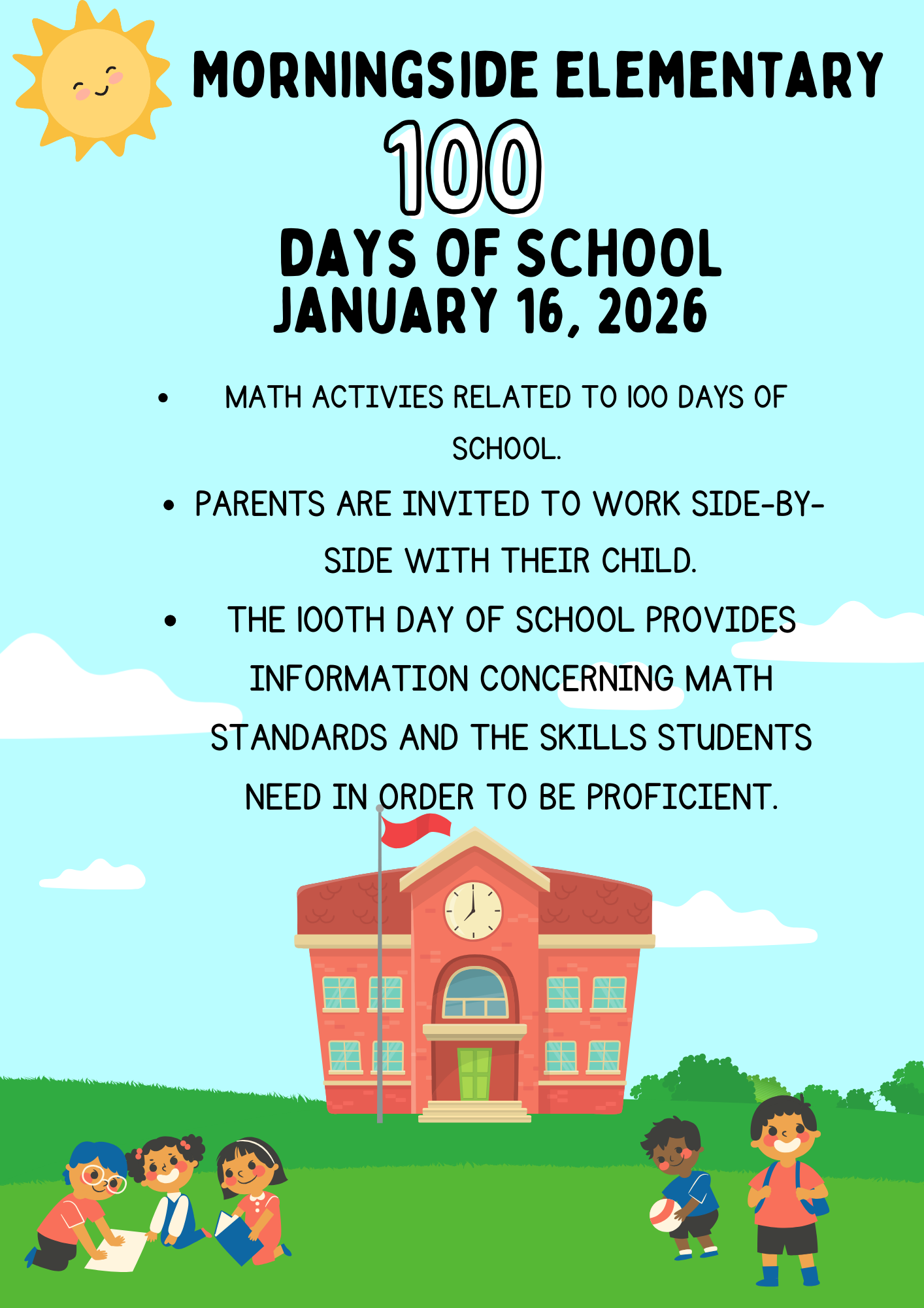 The 100th day of school is January 16th