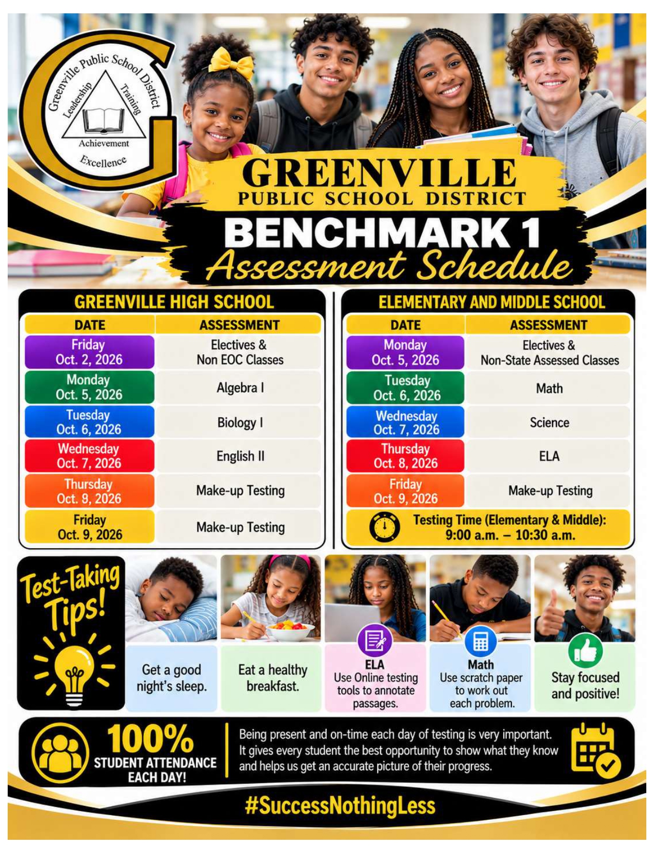 Term 1 Benchmark Assessment Schedule
