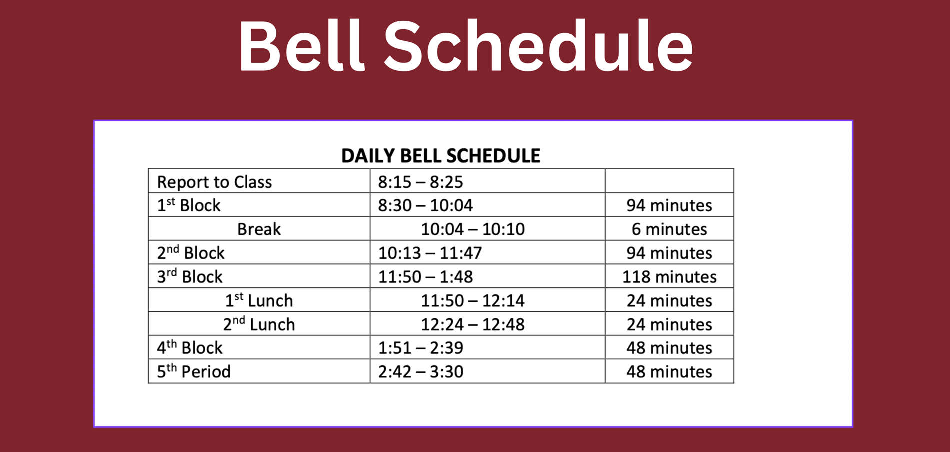 24-25 Bell Schedule