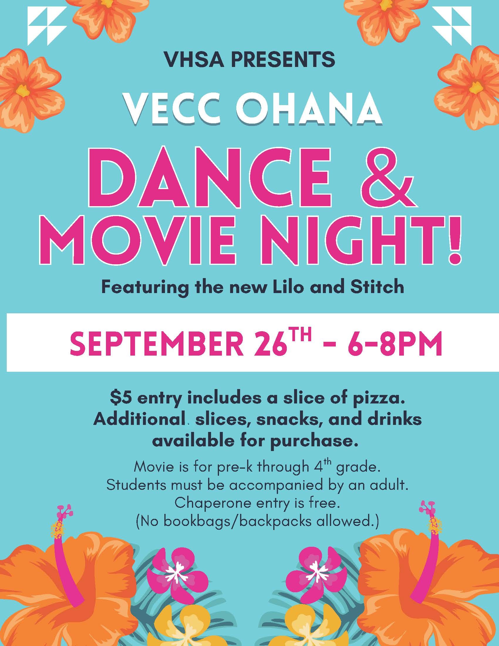 VHSA Back to School Dance and Movie 9-26