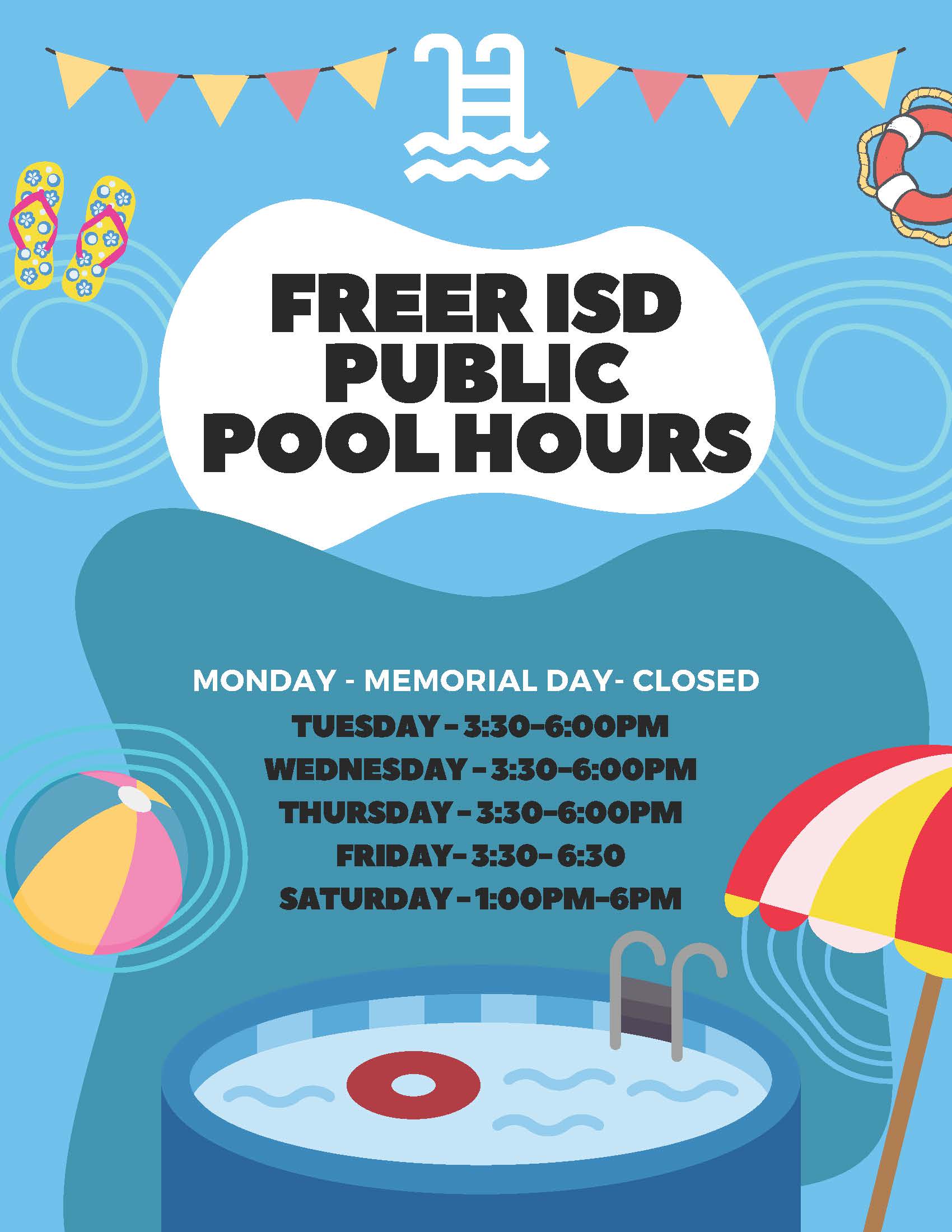 Freer ISD Public Pool Hours Flyer