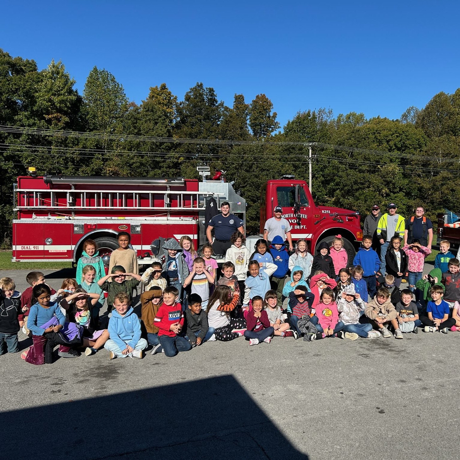 First grade visits with North Coffee Volunteer Fire Dept