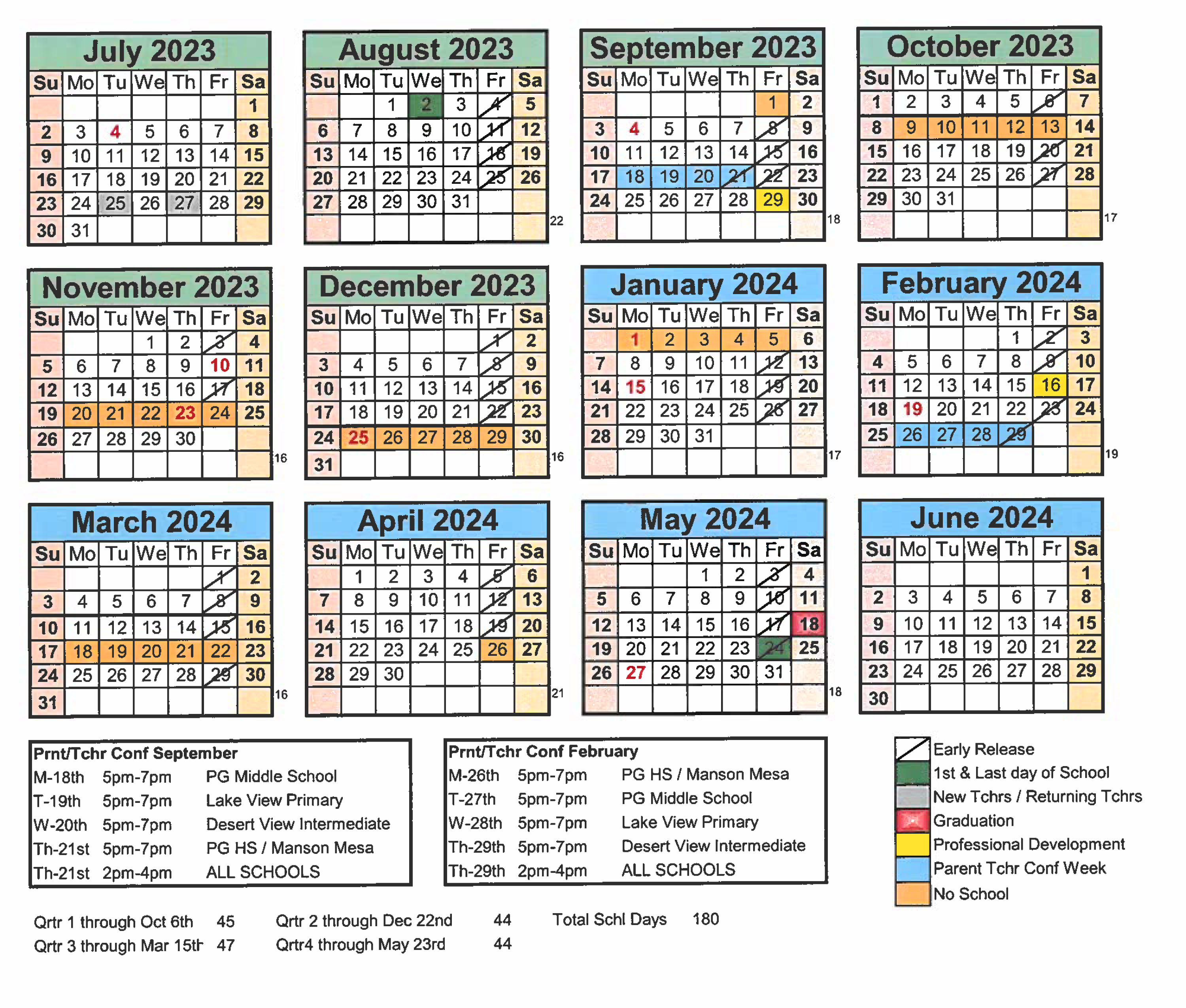 Page Unified School District Calendar 2024 and 2025