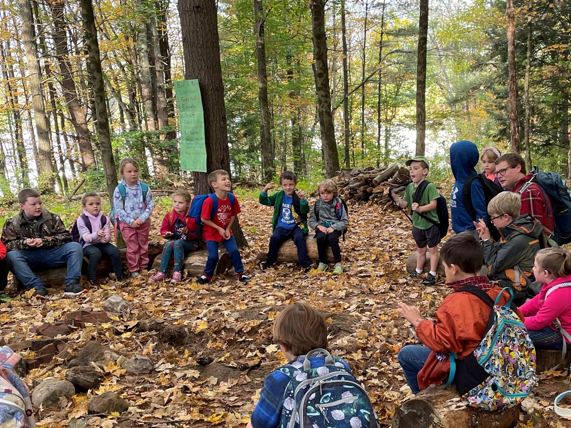 Students in the Forest Classroom