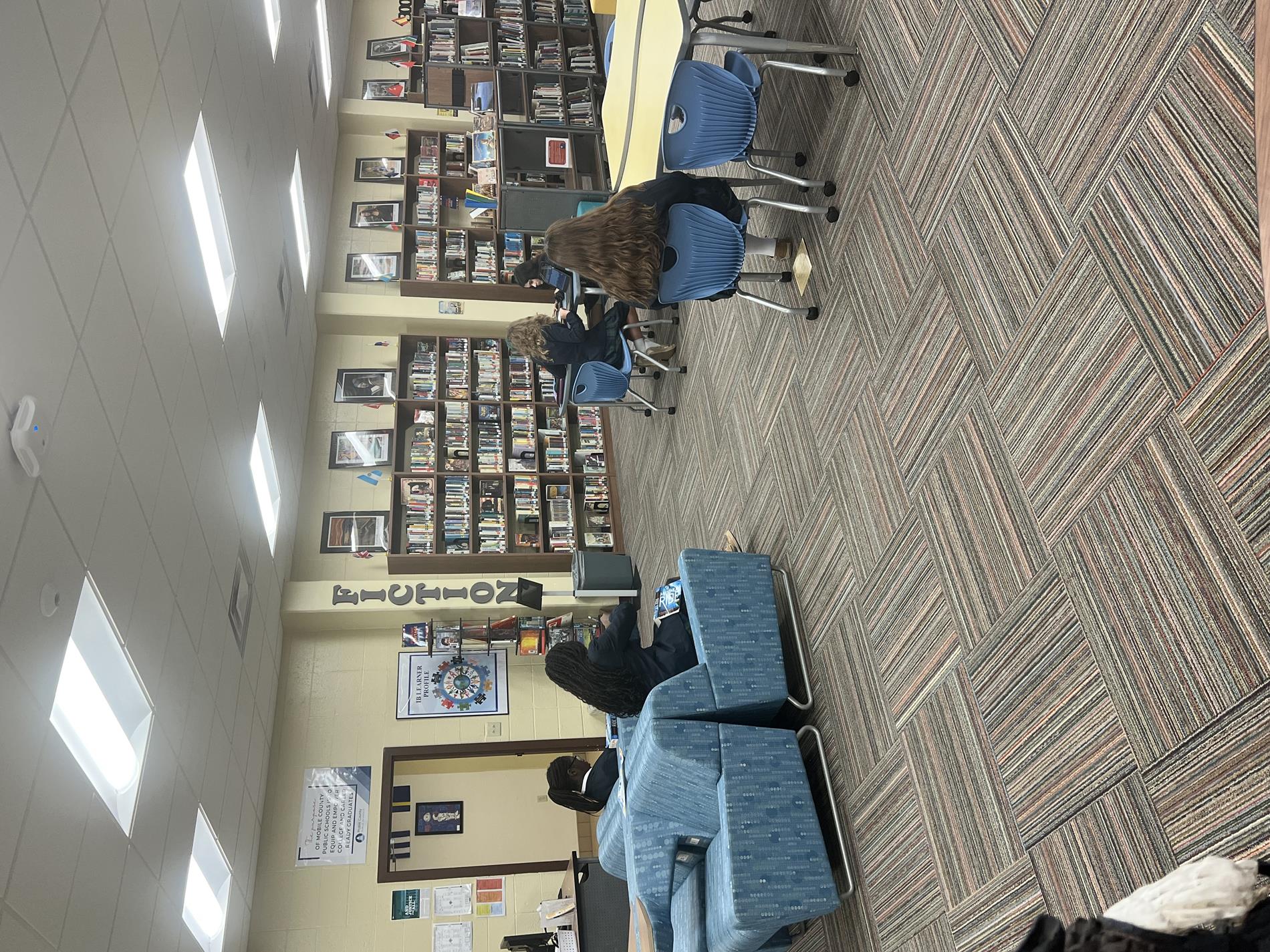 Students enjoying the library