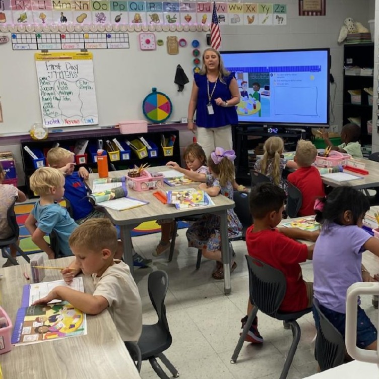 Kindergarden first day in classroom