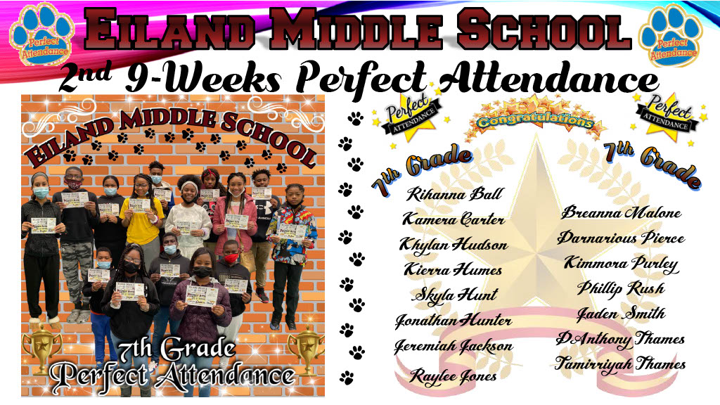 7th Grade 2nd 9-Weeks Perfect Attendance