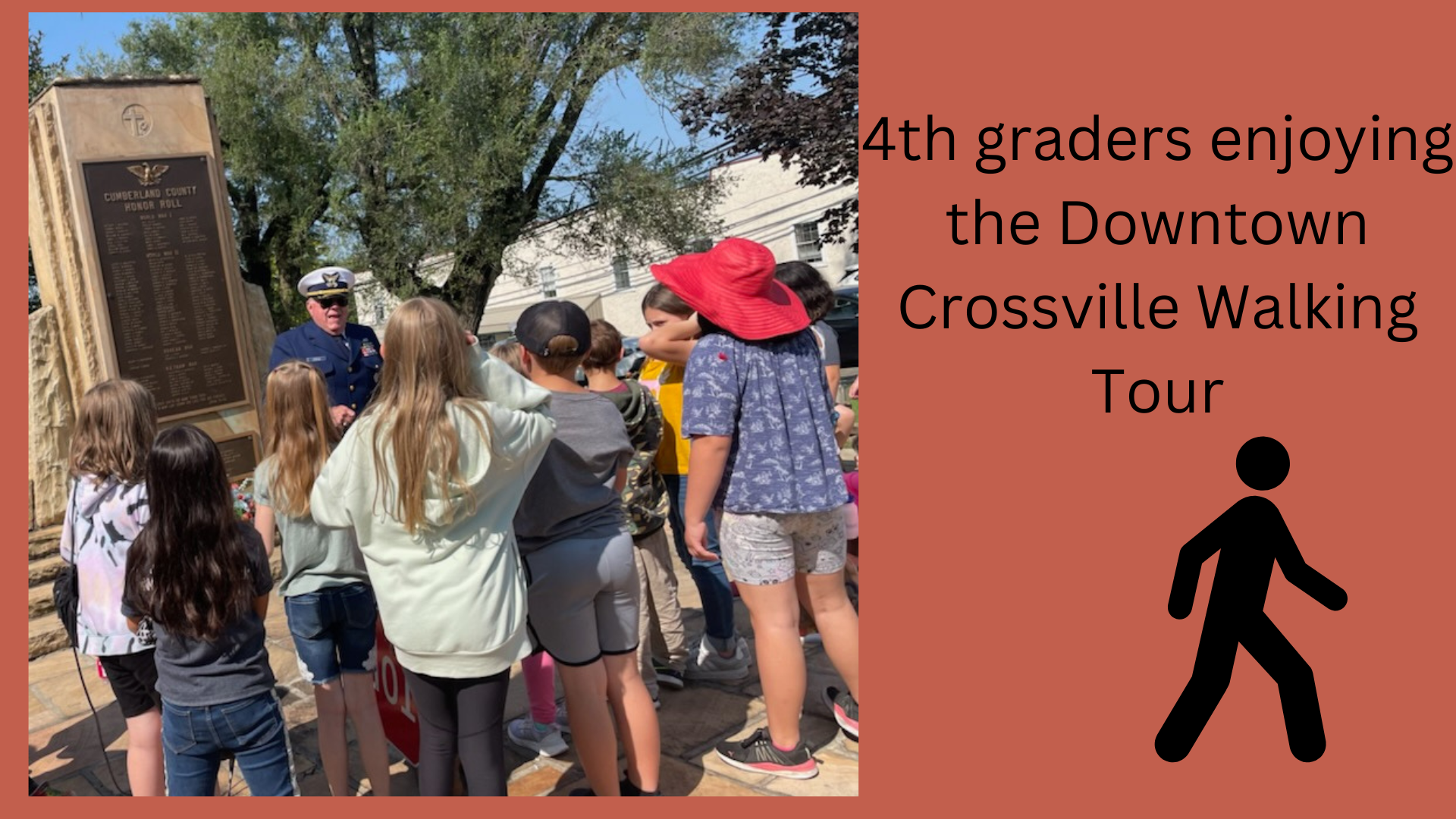 4th graders on walking tour of Downtown Crossville