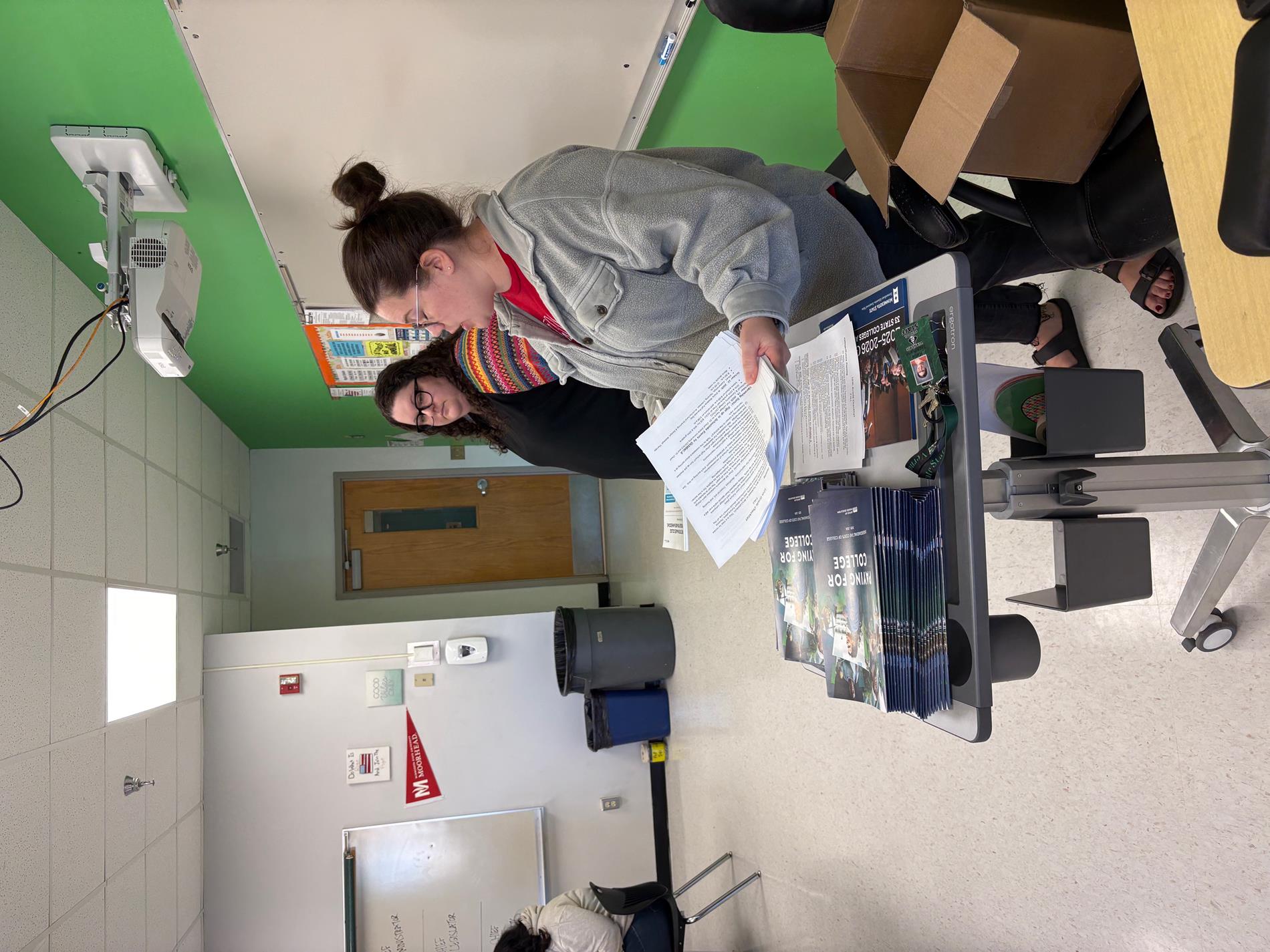 school counselors and students in building 